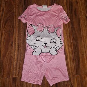 5 For $25 Shein Pink Kitty Short Sleeve and Shorts Pajamas Set Toddler Size 3T